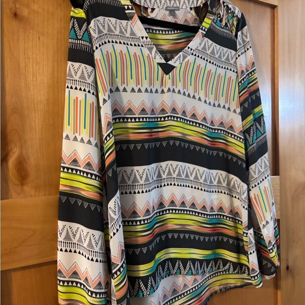 Charlotte Russe Multicolor Geometric Blouse